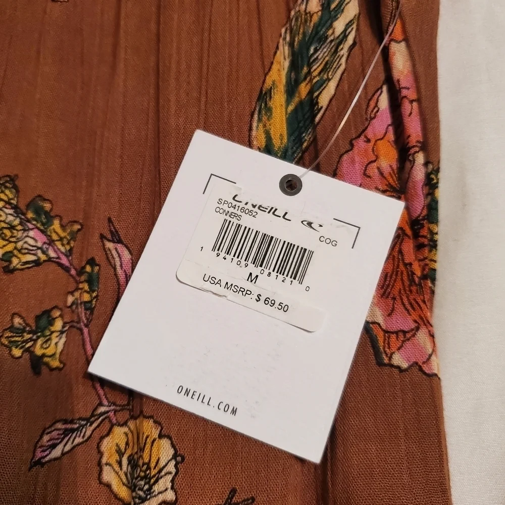 O'Neill Woven Floral Front Wrap Tie Belt Midi Dress - Picture 5 of 6